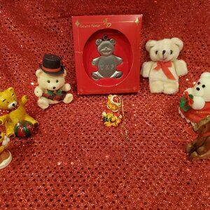 Lot of 8 Cute Teddy BEAR Christmas Tree Ornaments